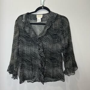 (SALE 5/$25) Vintage Cache Sheer Ruffle Top